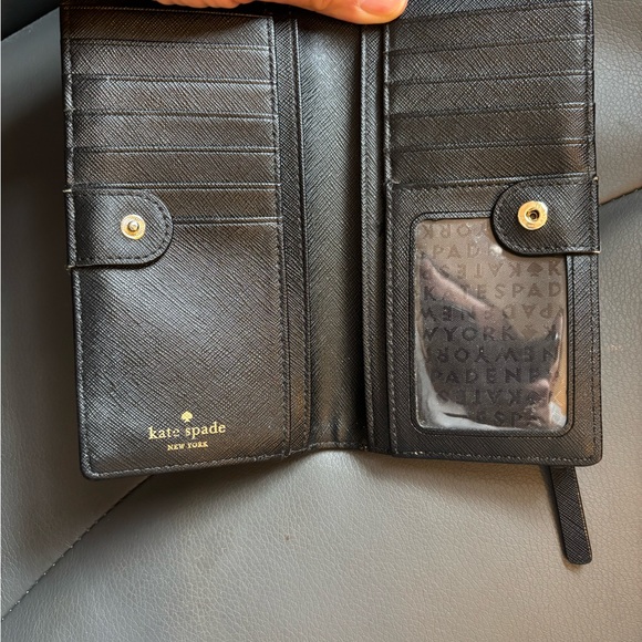 Kate Spade ♠️ Large Slim BiFold Wallet - warm beige multi EUC - Picture 4 of 6